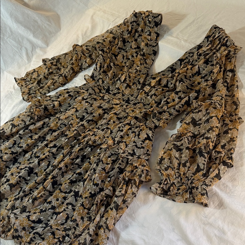 Anthropologie V-neck Ruffle Cut Out Dress Size medium - Picture 7 of 15